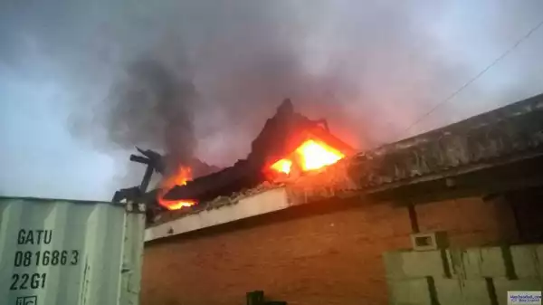 Photos: Customs warehouse in Ikeja raised down by fire